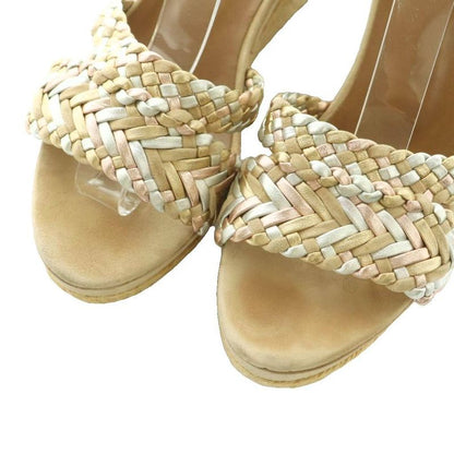 Hermes Espadrilles Wedge Sole Sandals Braided 38 Beige