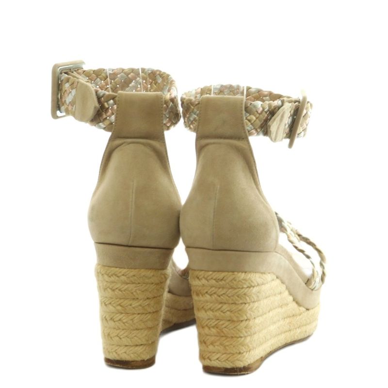 Hermes Espadrilles Wedge Sole Sandals Braided 38 Beige
