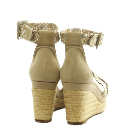 Hermes Espadrilles Wedge Sole Sandals Braided 38 Beige