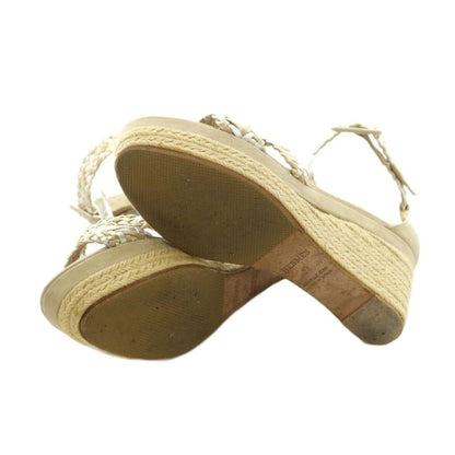 Hermes Espadrilles Wedge Sole Sandals Braided 38 Beige