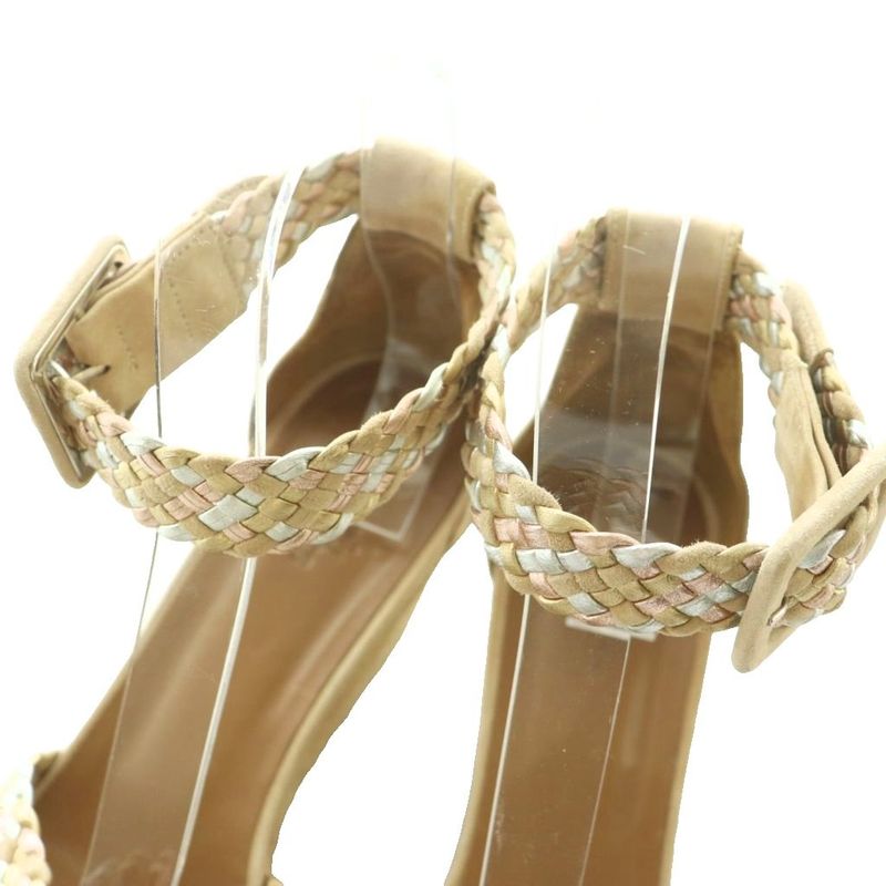 Hermes Espadrilles Wedge Sole Sandals Braided 38 Beige