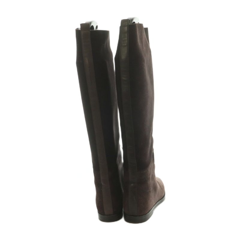 Bottega Veneta Long Boots Flat Heel Suede 36.5 Dark Purple