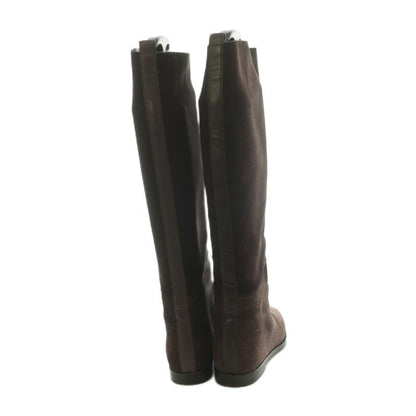 Bottega Veneta Long Boots Flat Heel Suede 36.5 Dark Purple