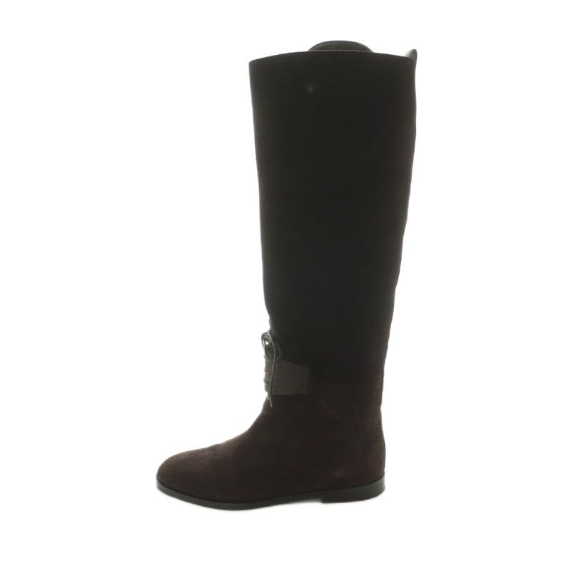 Bottega Veneta Long Boots Flat Heel Suede 36.5 Dark Purple