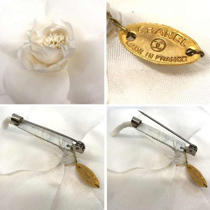 Chanel Camellia Corsage Brooch Flower White