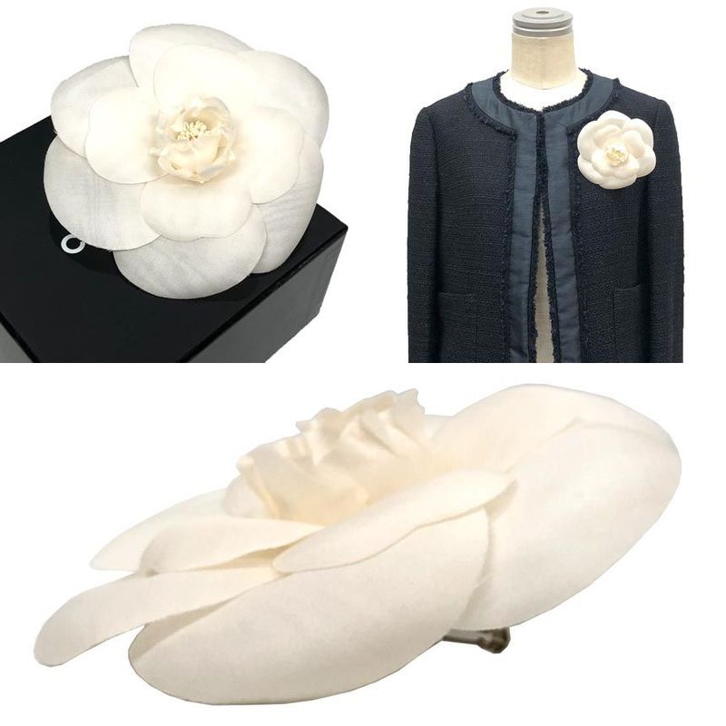 Chanel Camellia Corsage Brooch Flower White