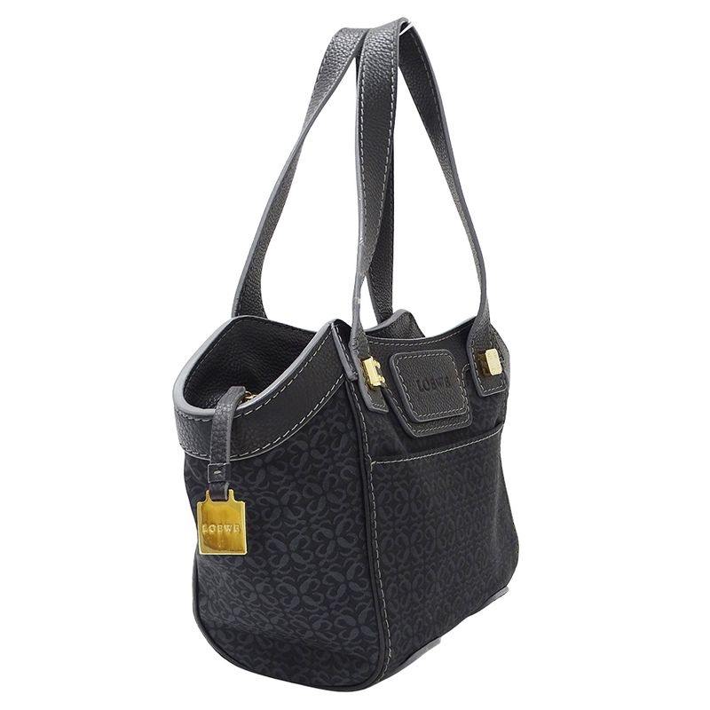 Loewe Tote Repeat Canvas Leather Black Navy Ationcan Be