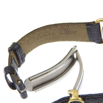 Dior 58.121.2 Gold Plated Leather Quartz Analog Display Watch Black