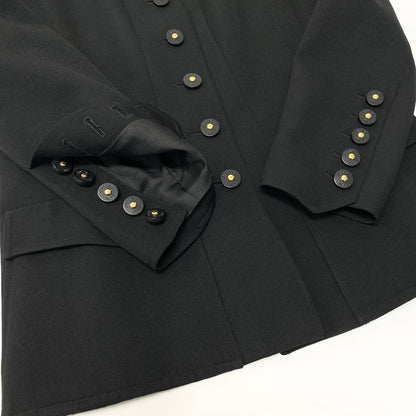 Chanel C Vintage Skirt Set Tailored Jacket 40 Black Silk