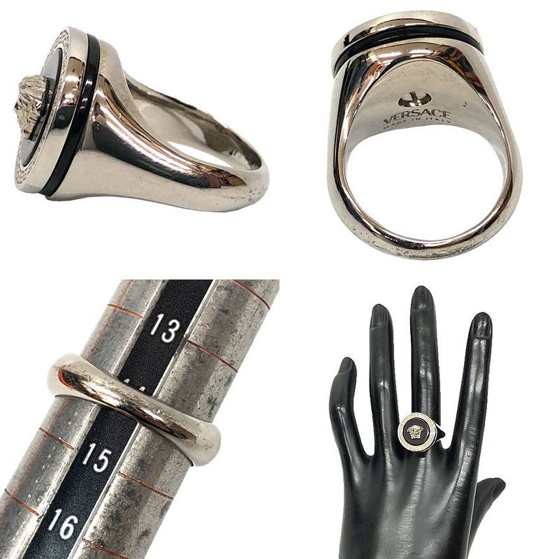 Versace Medusa Ring Silver Black