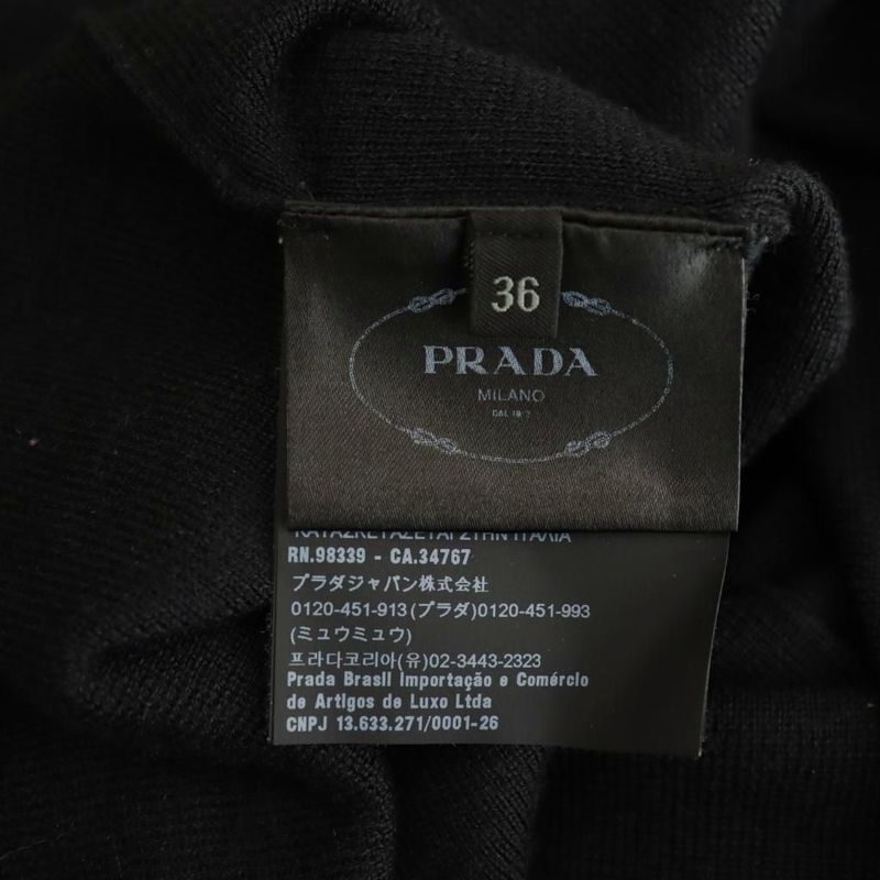 Prada Cardigan V-neck Cashmere Silk Blend 36 Black DO