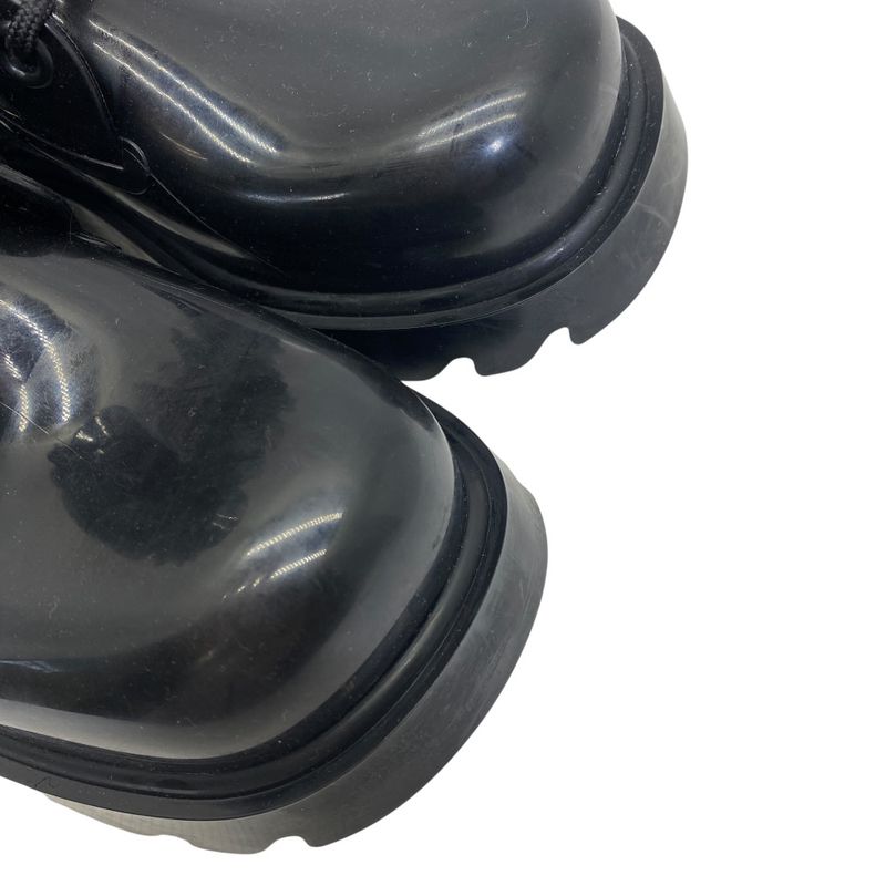 Bottega Veneta Strut Lace Up Rubber Boots Ankle Shoes Black