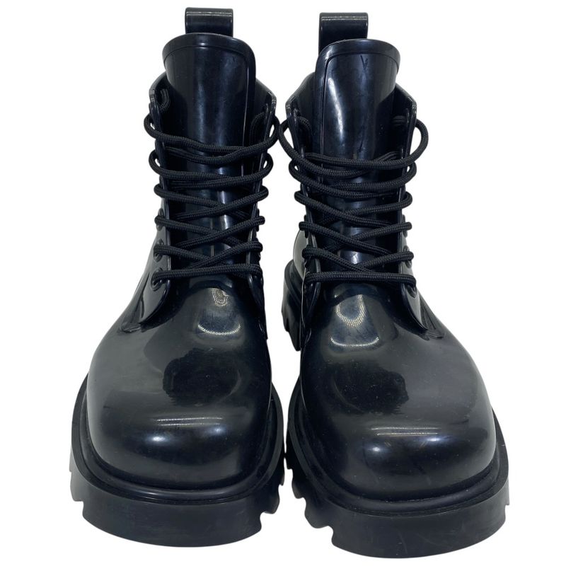 Bottega Veneta Strut Lace Up Rubber Boots Ankle Shoes Black