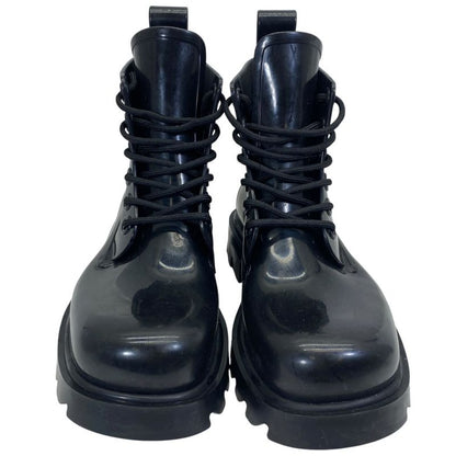 Bottega Veneta Strut Lace Up Rubber Boots Ankle Shoes Black