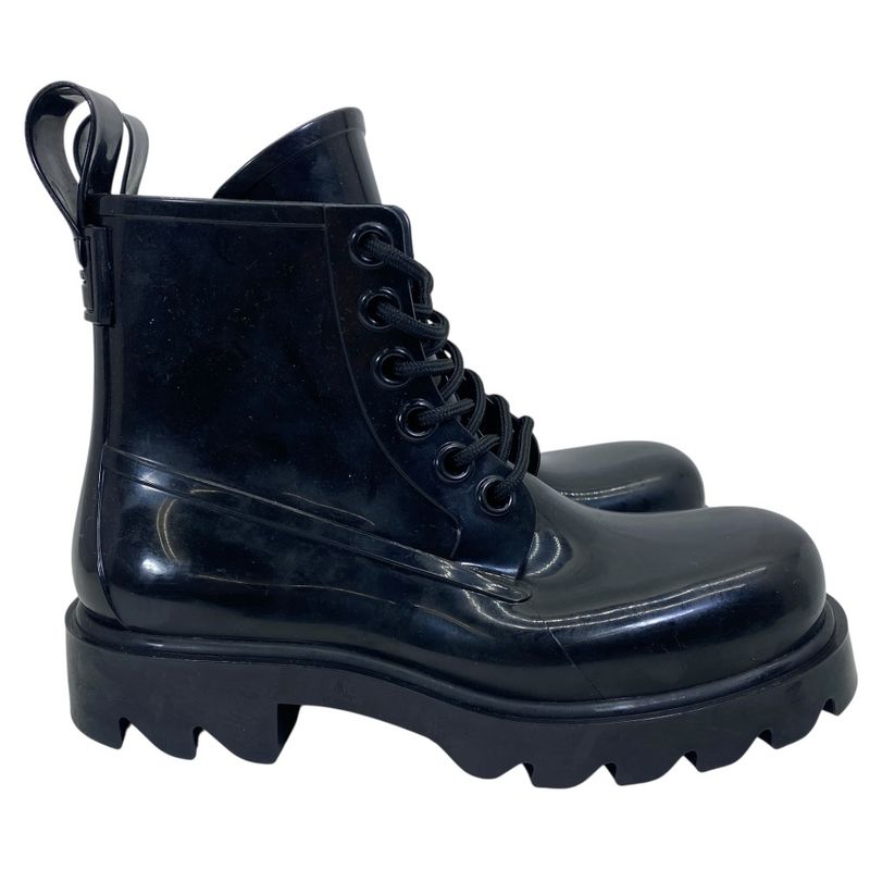 Bottega Veneta Strut Lace Up Rubber Boots Ankle Shoes Black
