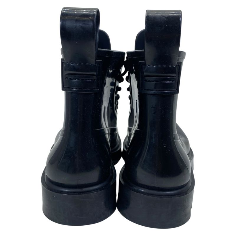 Bottega Veneta Strut Lace Up Rubber Boots Ankle Shoes Black