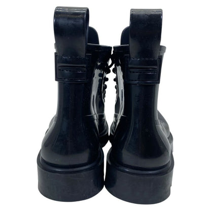 Bottega Veneta Strut Lace Up Rubber Boots Ankle Shoes Black