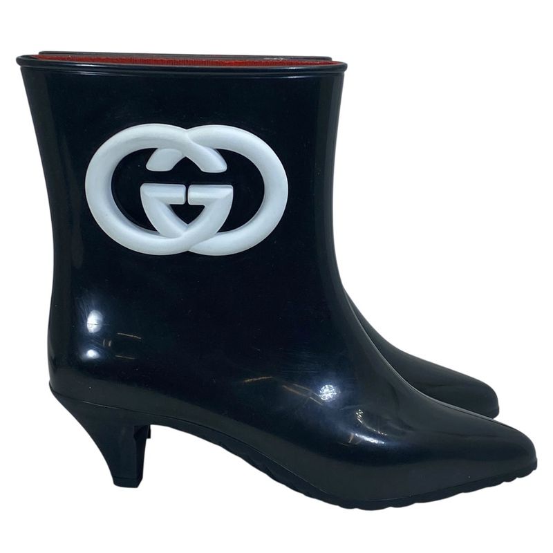 Gucci Interlocking Ankle Boots Rain Pointed Toe Rubber
