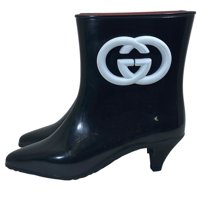 Gucci Interlocking Ankle Boots Rain Pointed Toe Rubber