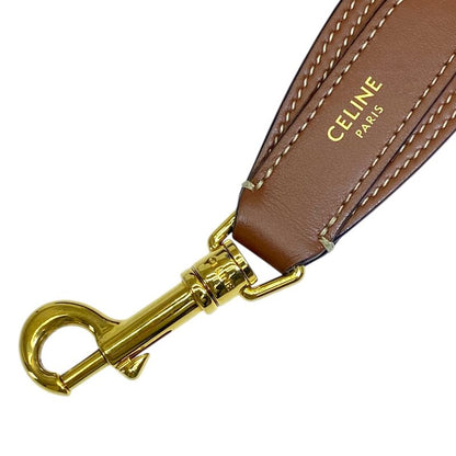 Celine Shoulder Strap Bag Logo Leather Brown Gold