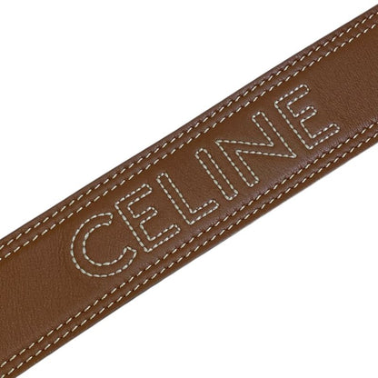 Celine Shoulder Strap Bag Logo Leather Brown Gold