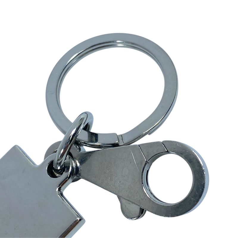 Hermes Illusion Key Ring Charm Key Holder Silver Black Metal Silver-black