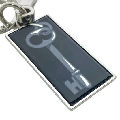 Hermes Illusion Key Ring Charm Key Holder Silver Black Metal Silver-black