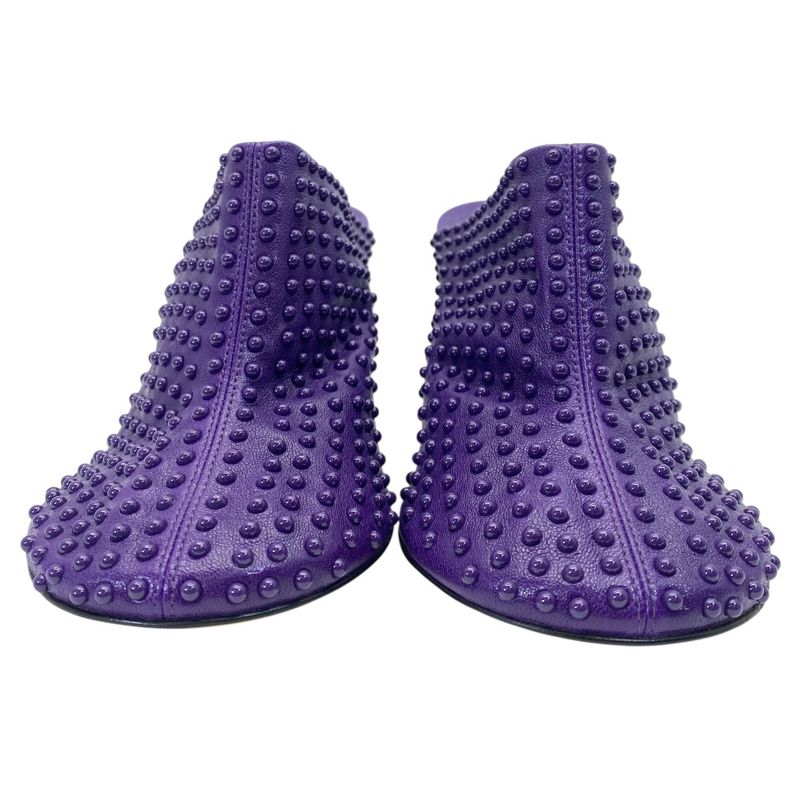 Bottega Veneta Mule Clog Sandals Studded Dot Heel Leather Purple