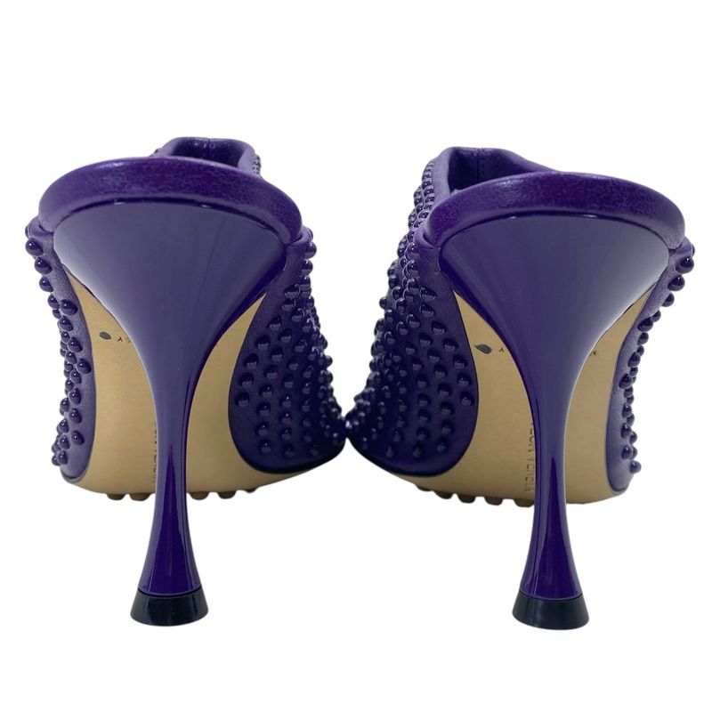 Bottega Veneta Mule Clog Sandals Studded Dot Heel Leather Purple