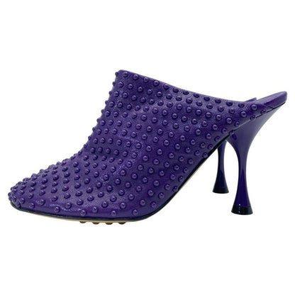 Bottega Veneta Mule Clog Sandals Studded Dot Heel Leather Purple