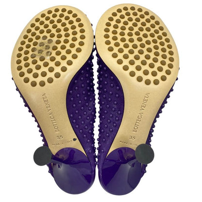 Bottega Veneta Mule Clog Sandals Studded Dot Heel Leather Purple