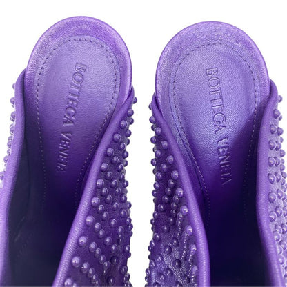 Bottega Veneta Mule Clog Sandals Studded Dot Heel Leather Purple
