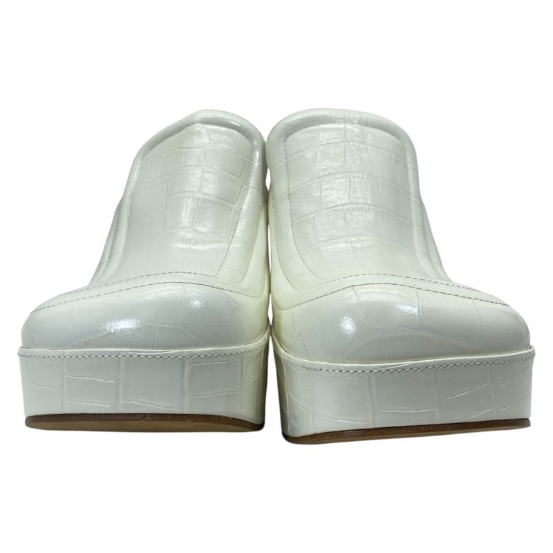 Bottega Veneta Wedge Clog Sandals Sabot Croco Embossed Leather
