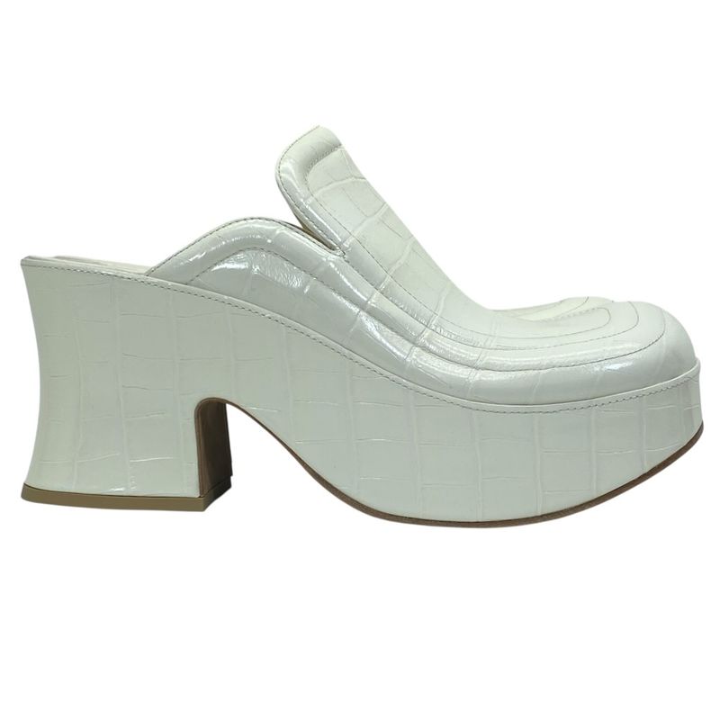 Bottega Veneta Wedge Clog Sandals Sabot Croco Embossed Leather