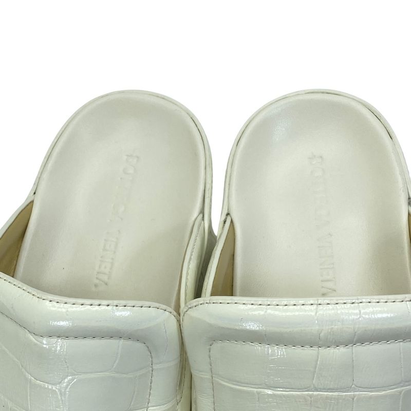 Bottega Veneta Wedge Clog Sandals Sabot Croco Embossed Leather