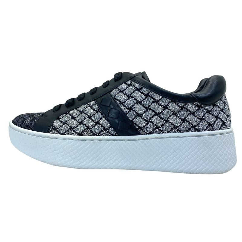 Bottega Veneta Sneakers Shoes Lame Weave Fabric Leather Silver Silver-black