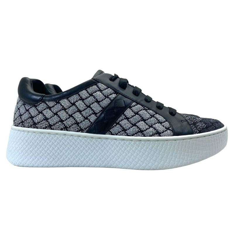 Bottega Veneta Sneakers Shoes Lame Weave Fabric Leather Silver Silver-black