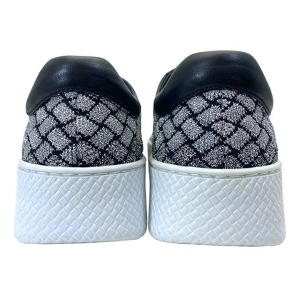 Bottega Veneta Sneakers Shoes Lame Weave Fabric Leather Silver Silver-black