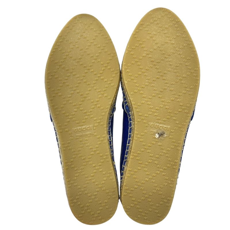 Gucci Espadrilles Slip on Flat Shoes GG Embossed Leather Blue