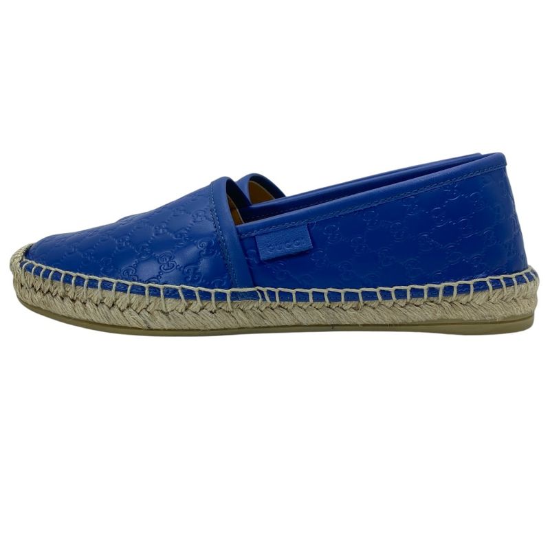 Gucci Espadrilles Slip on Flat Shoes GG Embossed Leather Blue