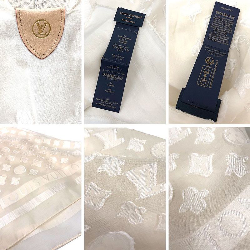 Louis Vuitton Monogram Poncho Shawl Ivory White Cotton Silk