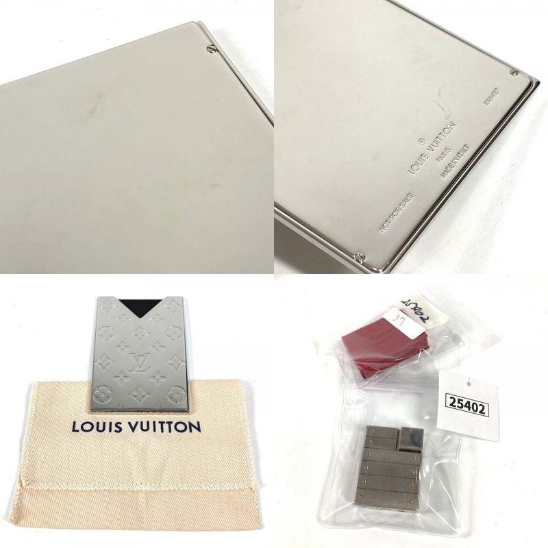 Louis Vuitton Card Case Holder Metal Silver