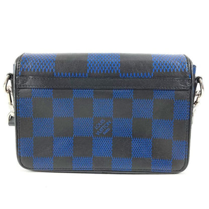 Louis Vuitton Shoulder Bag Studio Messenger Leather Black Blue