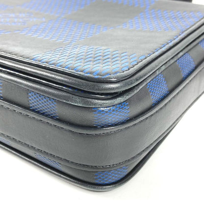 Louis Vuitton Shoulder Bag Studio Messenger Leather Black Blue