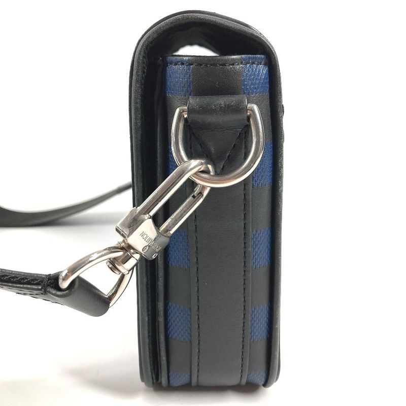 Louis Vuitton Shoulder Bag Studio Messenger Leather Black Blue