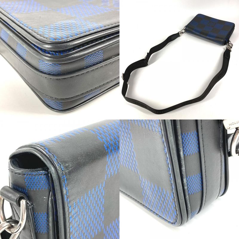 Louis Vuitton Shoulder Bag Studio Messenger Leather Black Blue