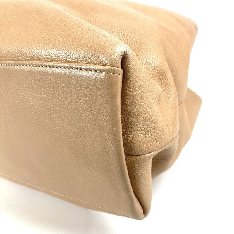 Chanel Shoulder Bag CC Logo Caviar Leather Beige