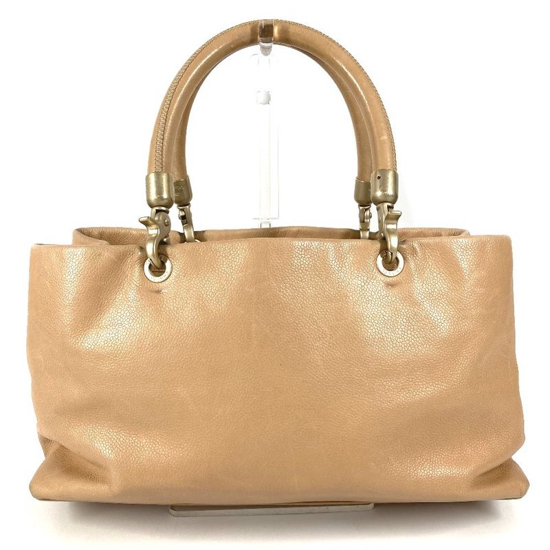 Chanel Shoulder Bag CC Logo Caviar Leather Beige