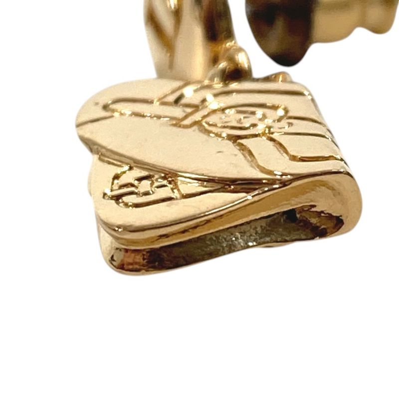 Dior Earrings Saddle Bag Logo Metal Gold
