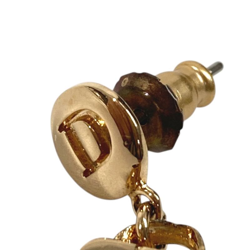 Dior Earrings Saddle Bag Logo Metal Gold